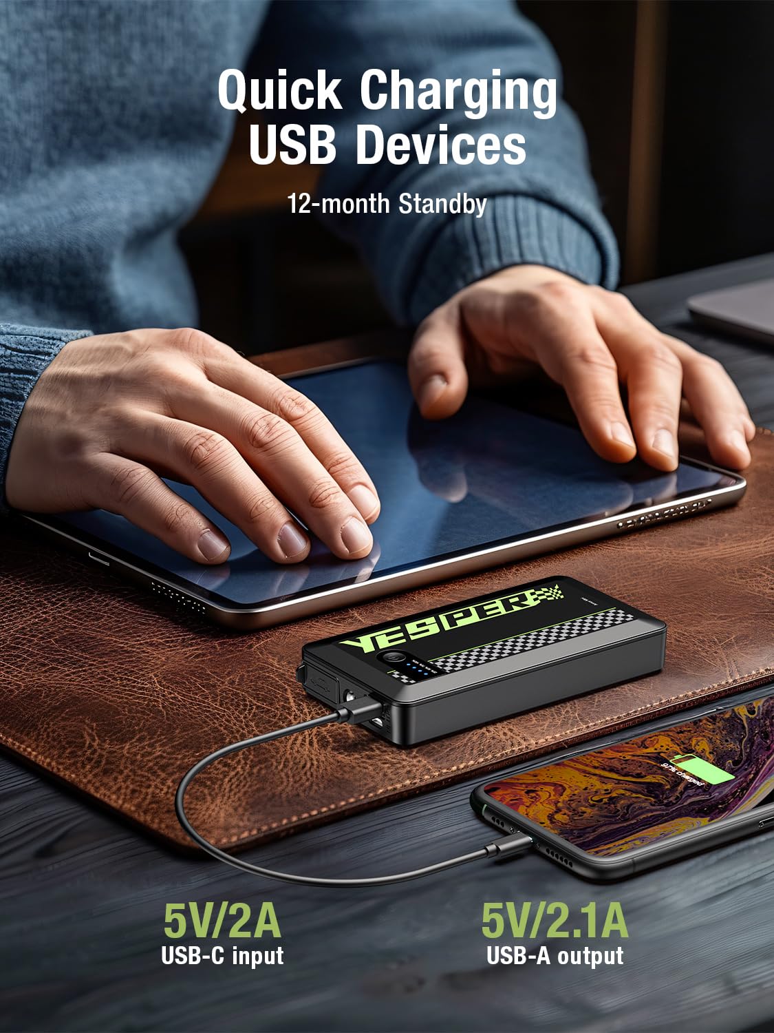 1500A YESPER Portable Jump Starter for Cars