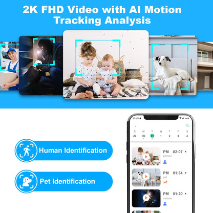 2K WiFi Security Camera with AI Motion Detection
