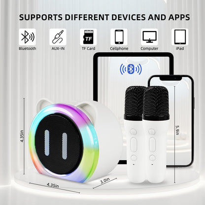 Mini Karaoke Machine with 2 Microphones for Kids