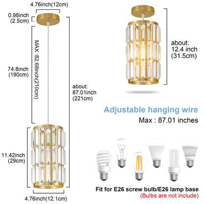 Biewalk Adjustable Crystal Pendant Light Fixture