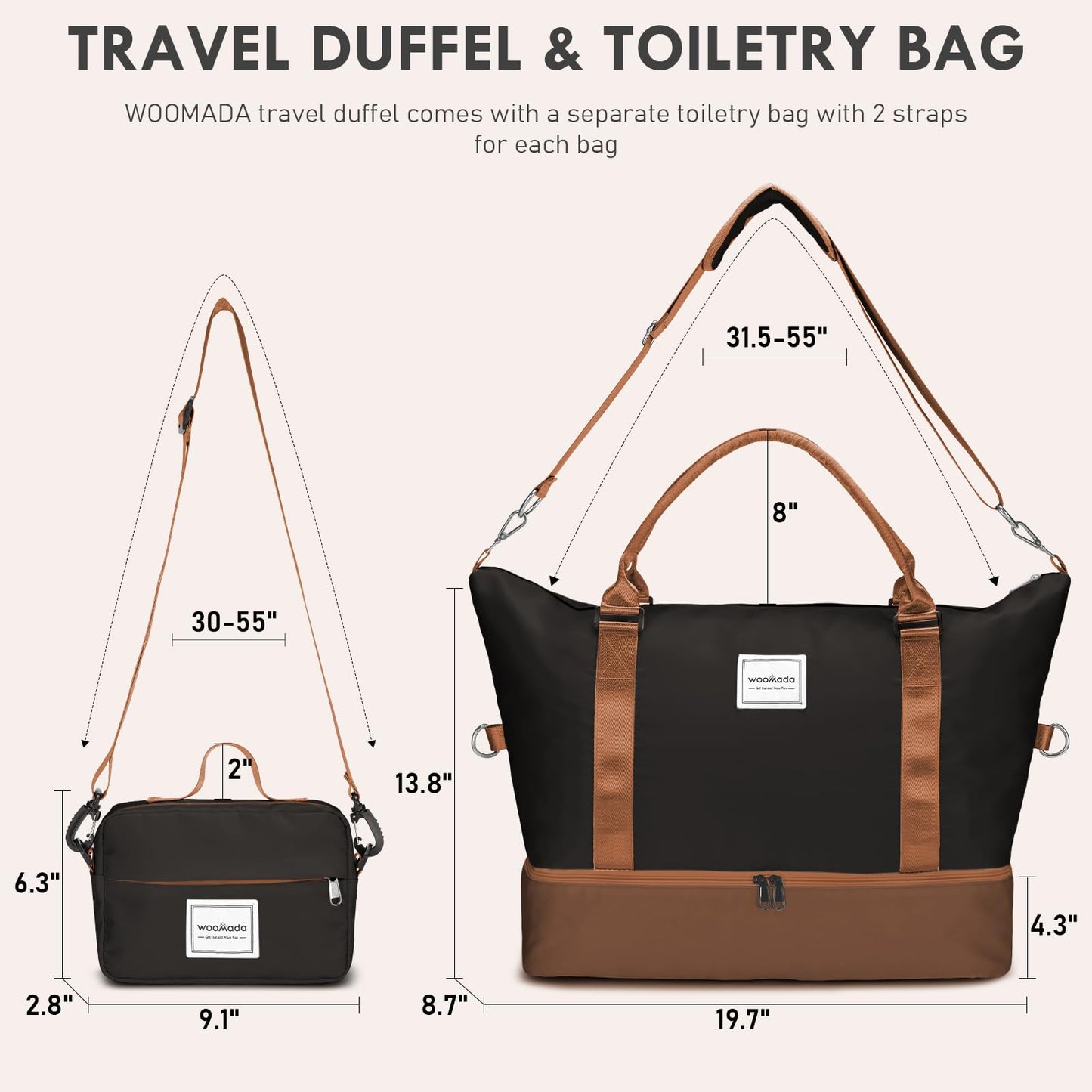 Weekender Duffel Bag with Shoes Compartment
