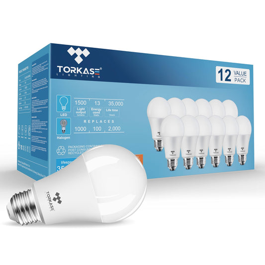 Torkase 12-Pack 100W A19 LED Bulbs