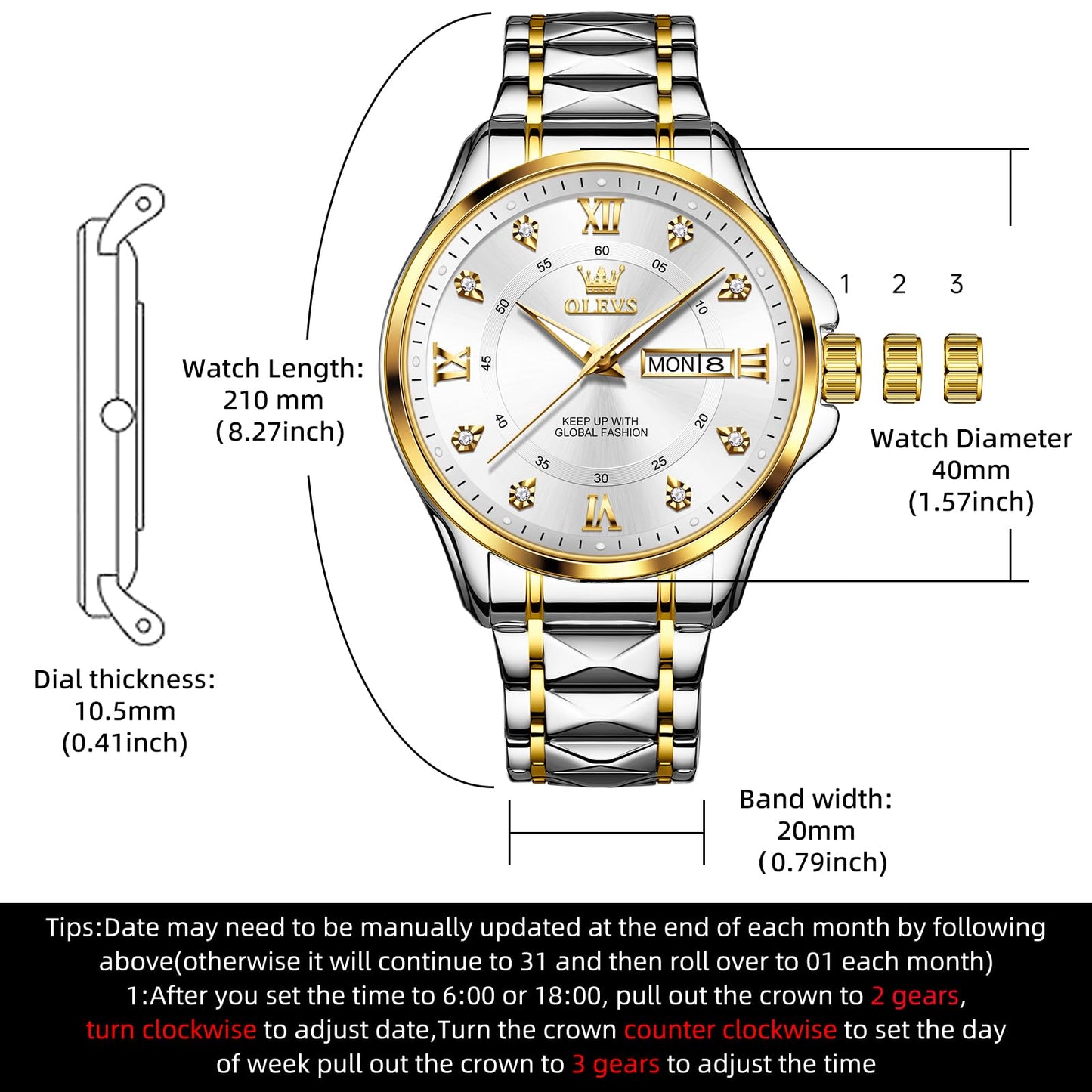 OLEVS Men's Waterproof Dress Watch with Date