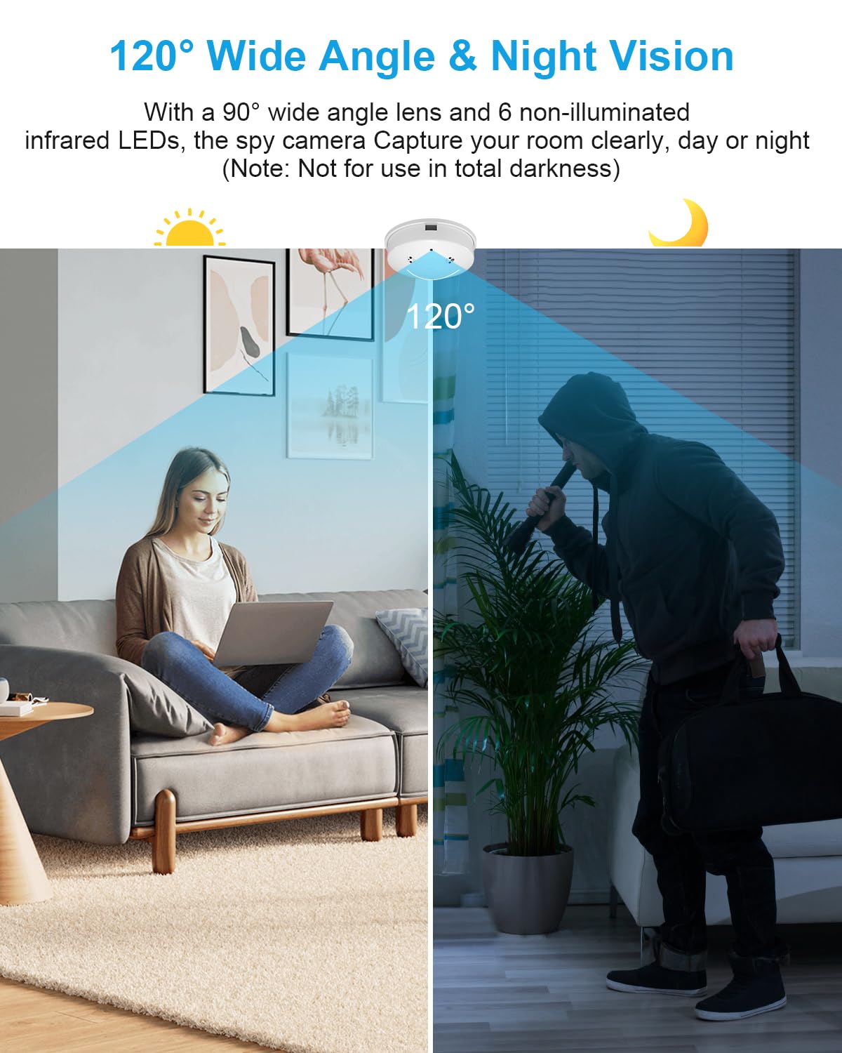 WiFi 1080P Smoke Detector Hidden Camera