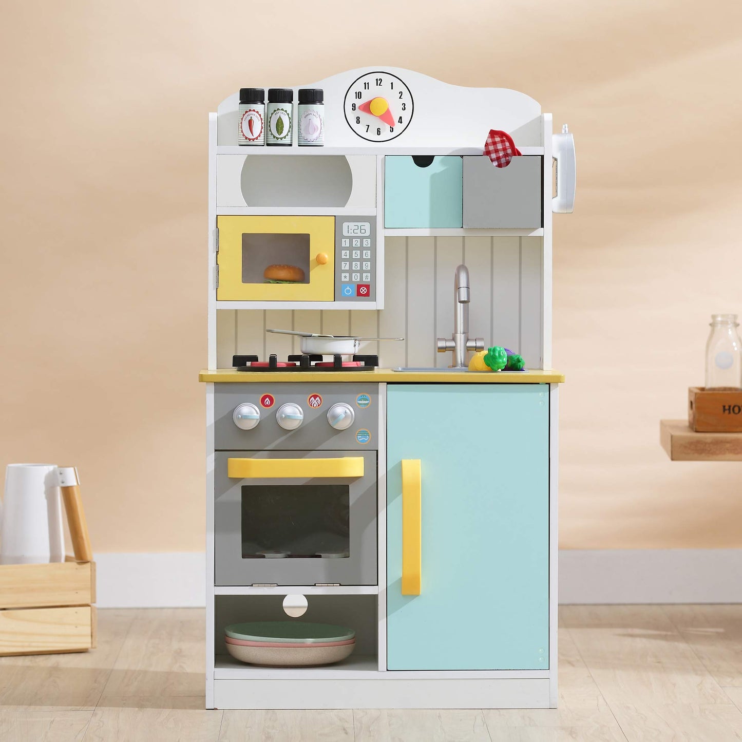 Teamson Kids Interactive Wooden Play Kitchen with Accessories