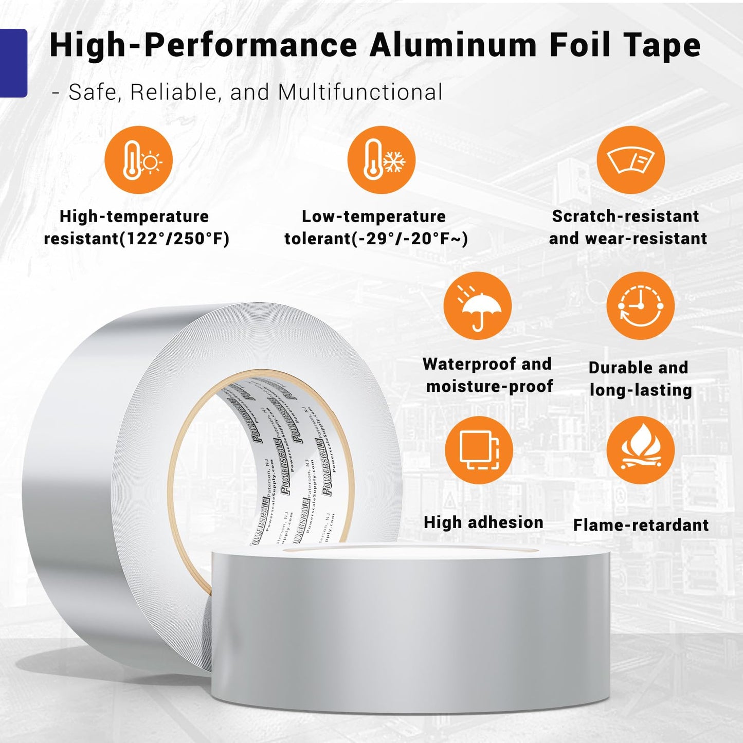 PowerScale High Temperature Aluminum Foil Tape 2" x 66'