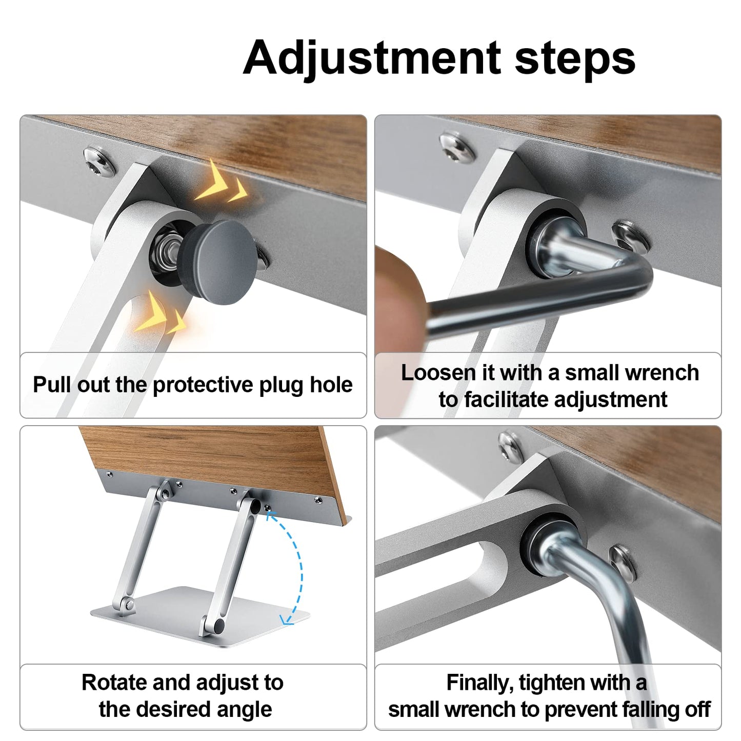 Shikha Adjustable Book Stand Wooden Book Holders for Reading Hands-Free Holder for Laptop Phone Tablet with Wooden Pad, 2 Spring Clips.