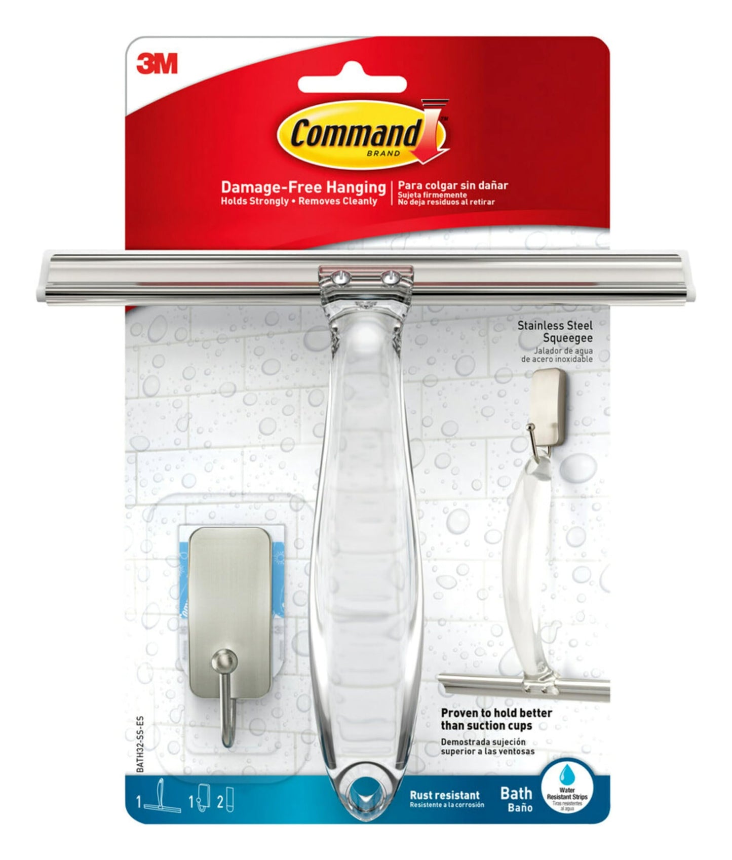 Command Shower Caddy with Adhesive Hook and Squeegee