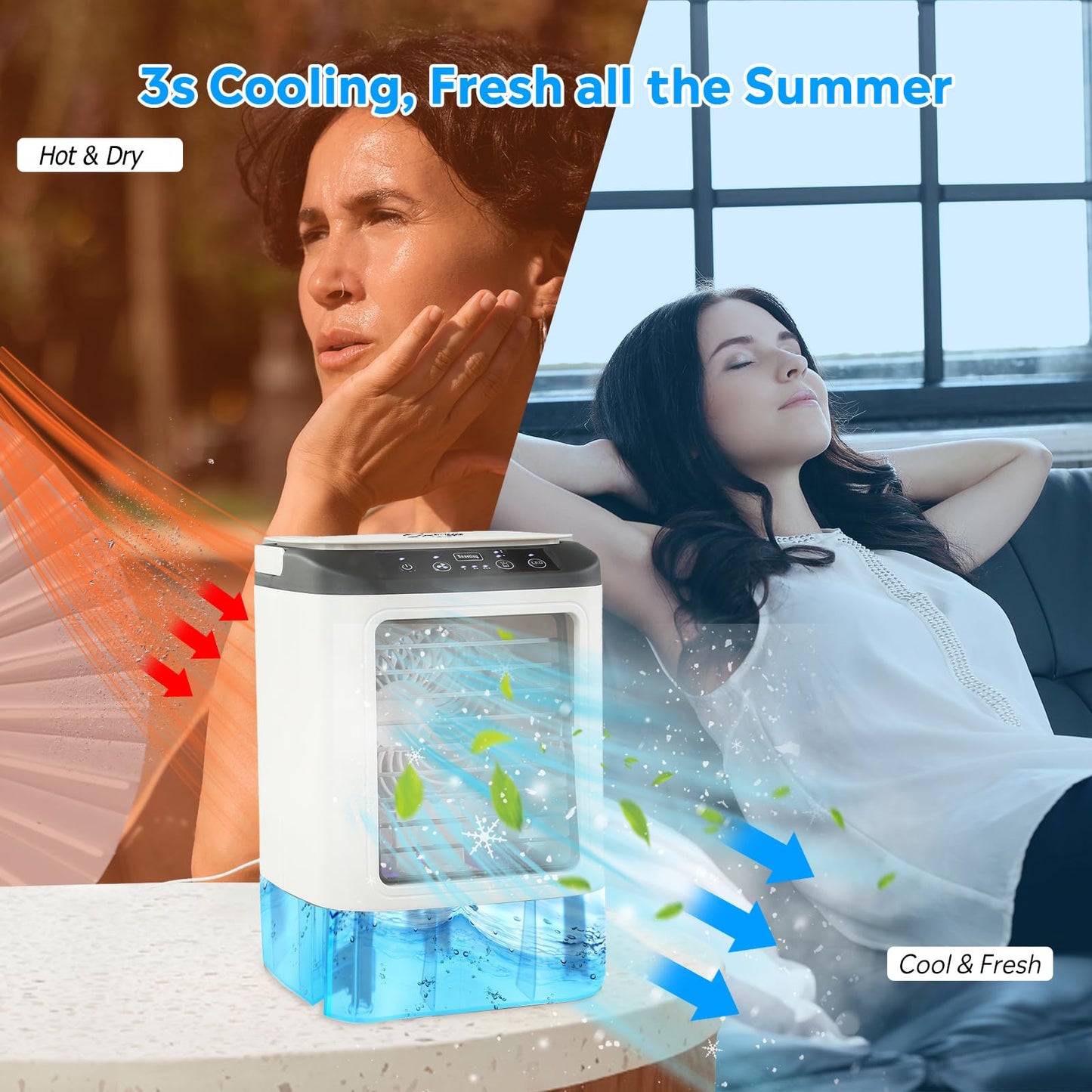 Portable Air Cooler with 900ml Water Tank