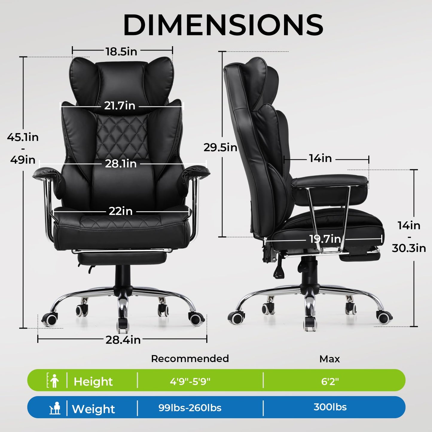 GTRACING Ergonomic Gaming Office Chair with Footrest