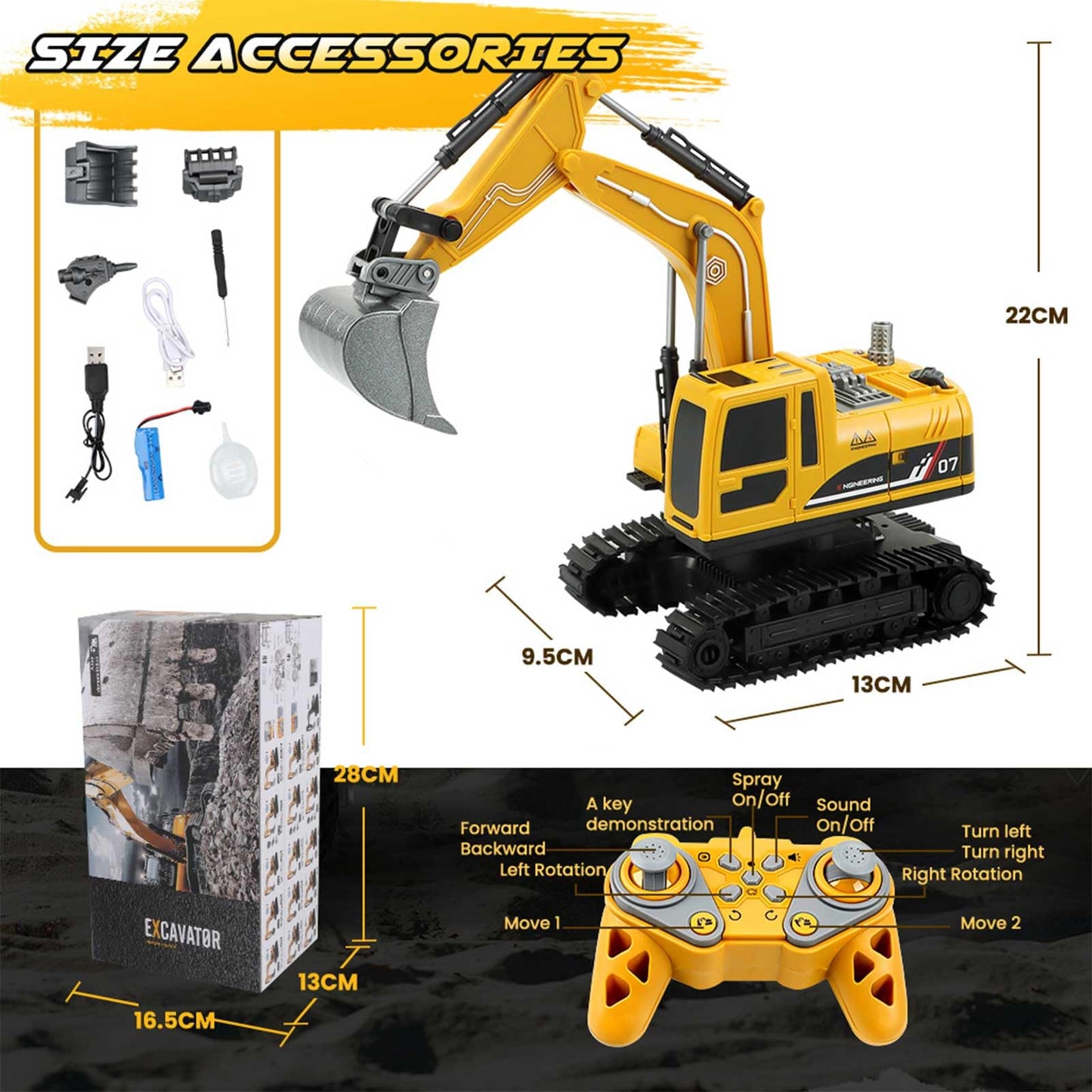 Remote Control Excavator Toy for Kids and Adults