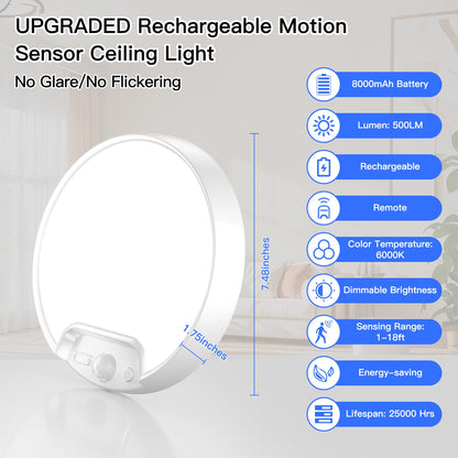 Rechargeable Motion Sensor Ceiling Light with Remote