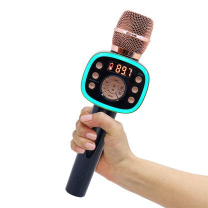 Carpool Karaoke Machine for Kids & Adults, Carpool Karaoke The Mic 2.0 - Wireless & Bluetooth Karaoke Microphone with Voice Changing Sound Effects as White Elephant Gift - Rose Gold