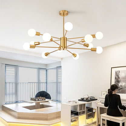 Gold Chandelier for High Ceilings, 12 Lights