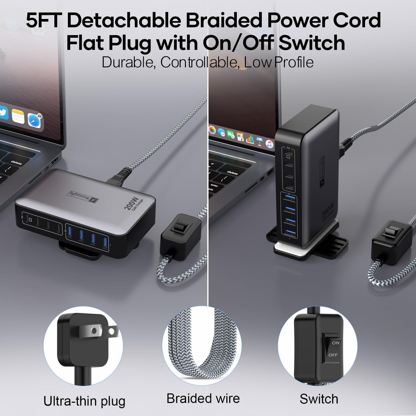 200W USB C Fast Charger Station with 8 Ports