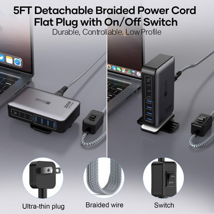 200W USB C Fast Charger Station with 8 Ports