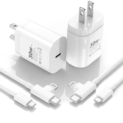 [2025 Upgraded] 30W iPhone 16/15/14/13/12 Charger Fast Charging Block with 6FT Long C to Type C& Lightning Cable 60W.Fast Charging for All iPhone/iPad and Galaxy Series (White 2)