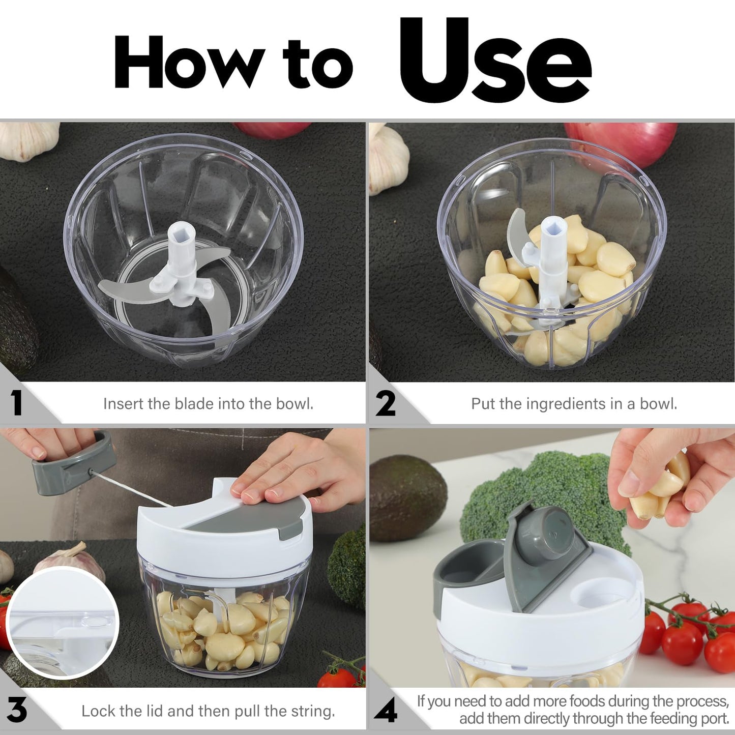 Manual Vegetable Chopper with Garlic Mincer 650ml