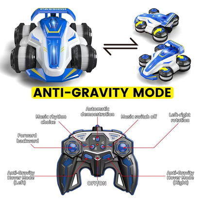 LOOZIX Upgraded Remote Control Car 360° Spins RC Car 2- in-1 Anti-Gravity RC Racer Wheelie Drift Stunt Car with Lights&Music Birthday Gifts Toys for 6 7 8 9 10 11 12 Year Old Boys