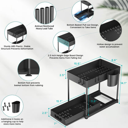2 Pack Under Sink Organizers with Pull-out Drawers