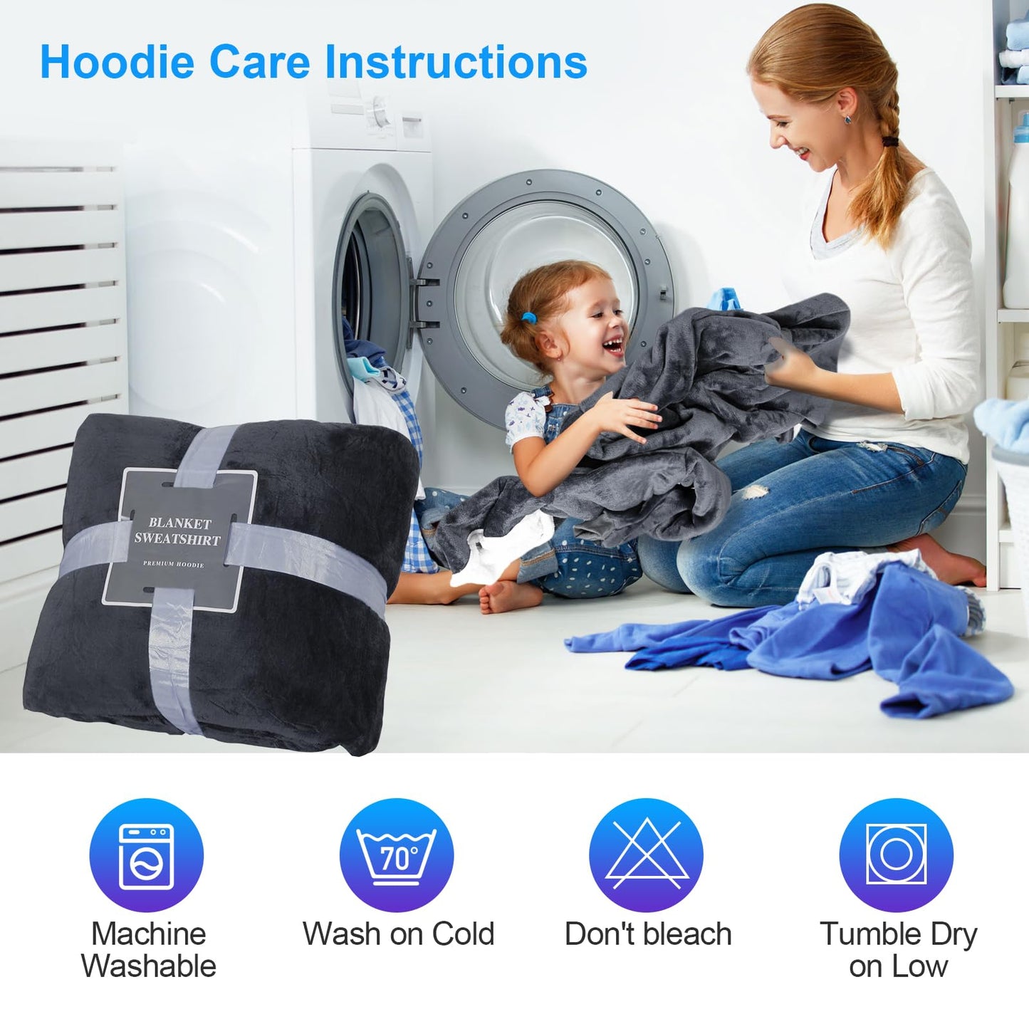 Qoosea Hoodie Blanket Wearable Blanket Oversized Blanket for Adults Sharpe with Sleeves Pockets & Hood Warm for Men Women Teens Girls Boys