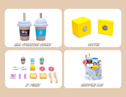 Wooden Food Playset Bakery Toy for Kids