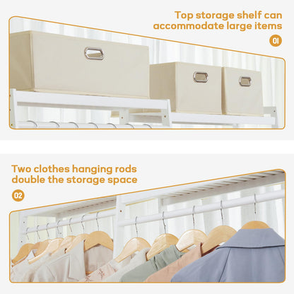 Bamboo Clothes Rack with 6 Shelves, Heavy Duty