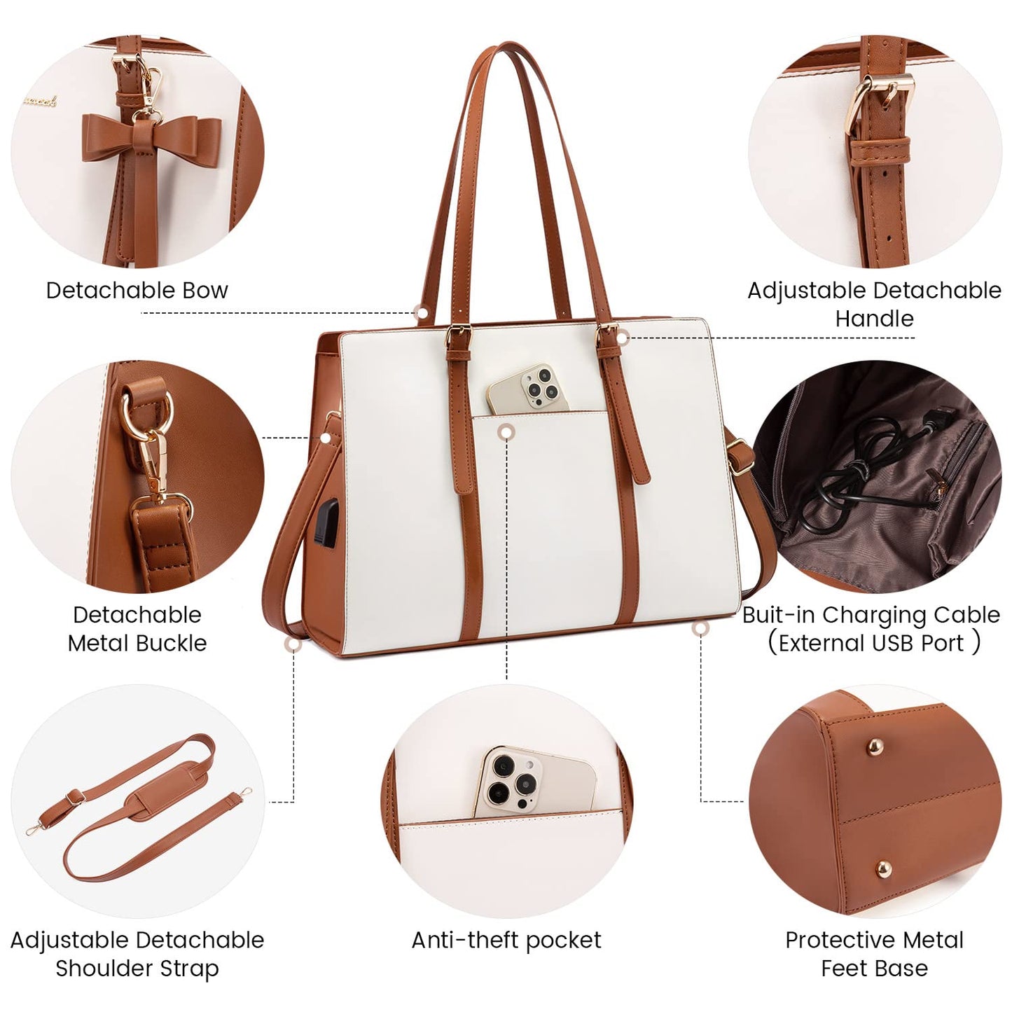 LOVEVOOK Women's Laptop Tote Bag with Clutch Set