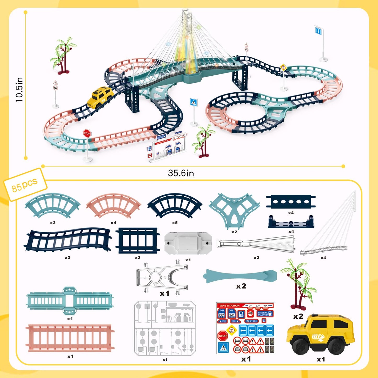 PIXATA Electric Slot Car Track Set for Kids