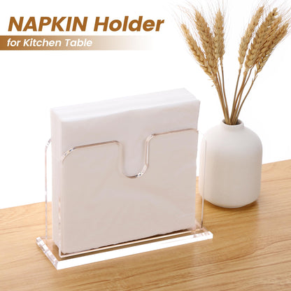 Napkin Holder for Table, Acrylic Napkin Holder for Paper Napkins, Standing Napkin dispenser, Clear Napkin Holders for kitchen Dining Decor