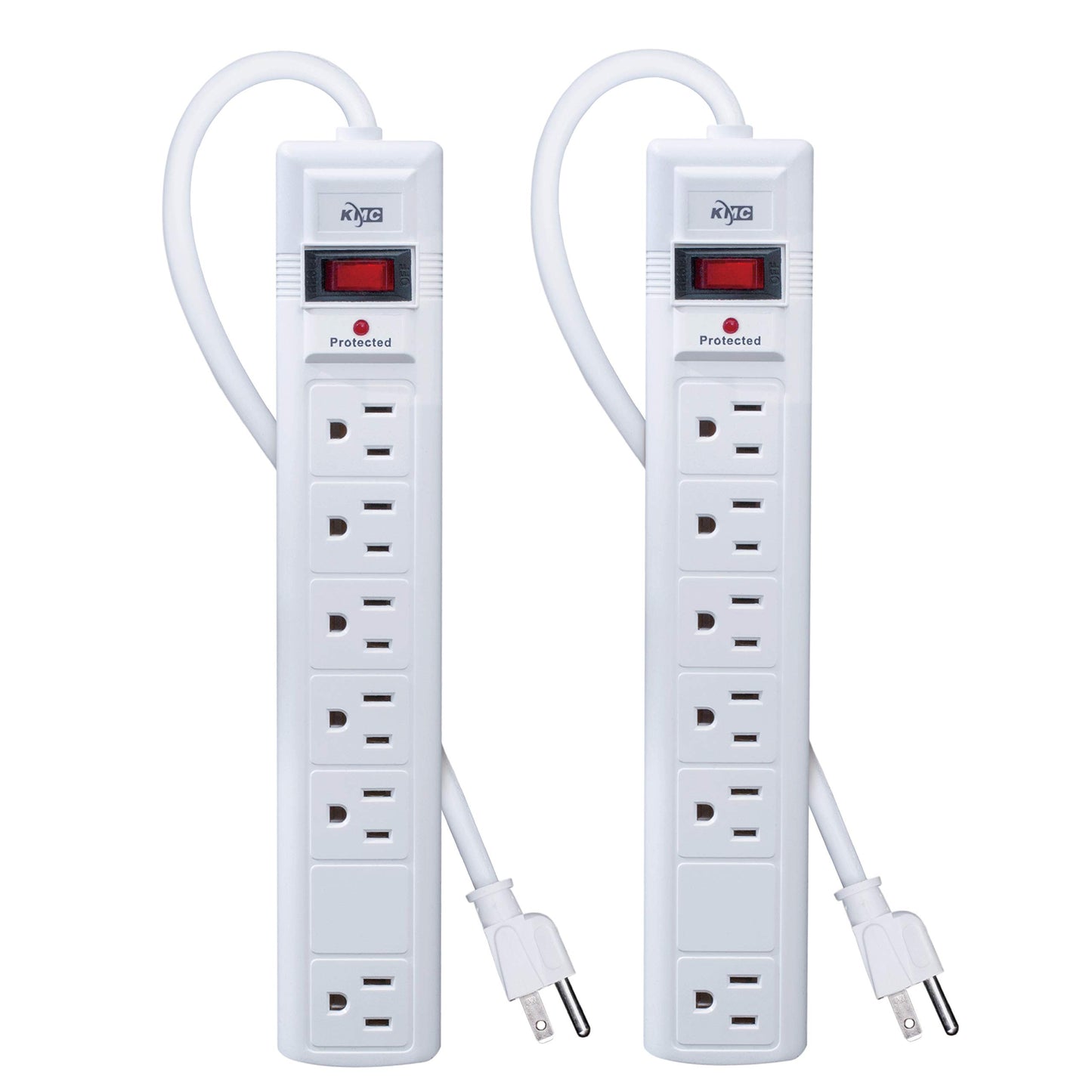 KMC 6-Outlet Surge Protector Power Strip, 2-Pack