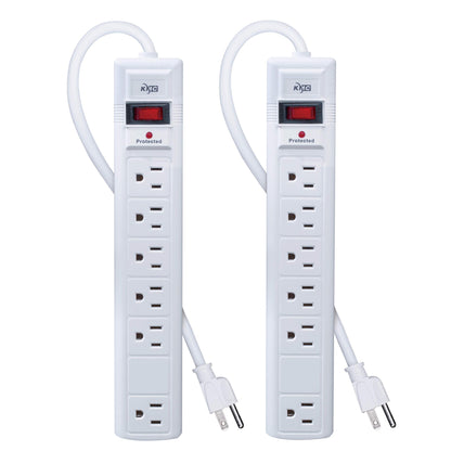 KMC 6-Outlet Surge Protector Power Strip, 2-Pack