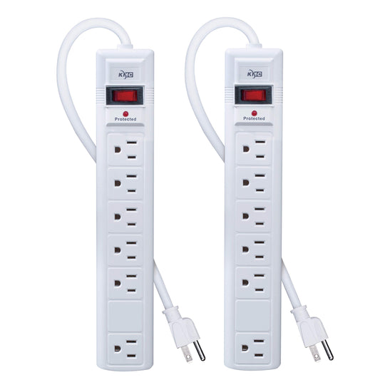 KMC 6-Outlet Surge Protector Power Strip, 2-Pack