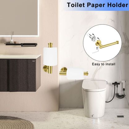 Cilee Gold Toilet Paper Holder,Bathroom Tissue Holder Paper Roll,SUS304 Stainless Steel Toilet Roll Holder for Bathroom, Kitchen, Washroom Wall Mount