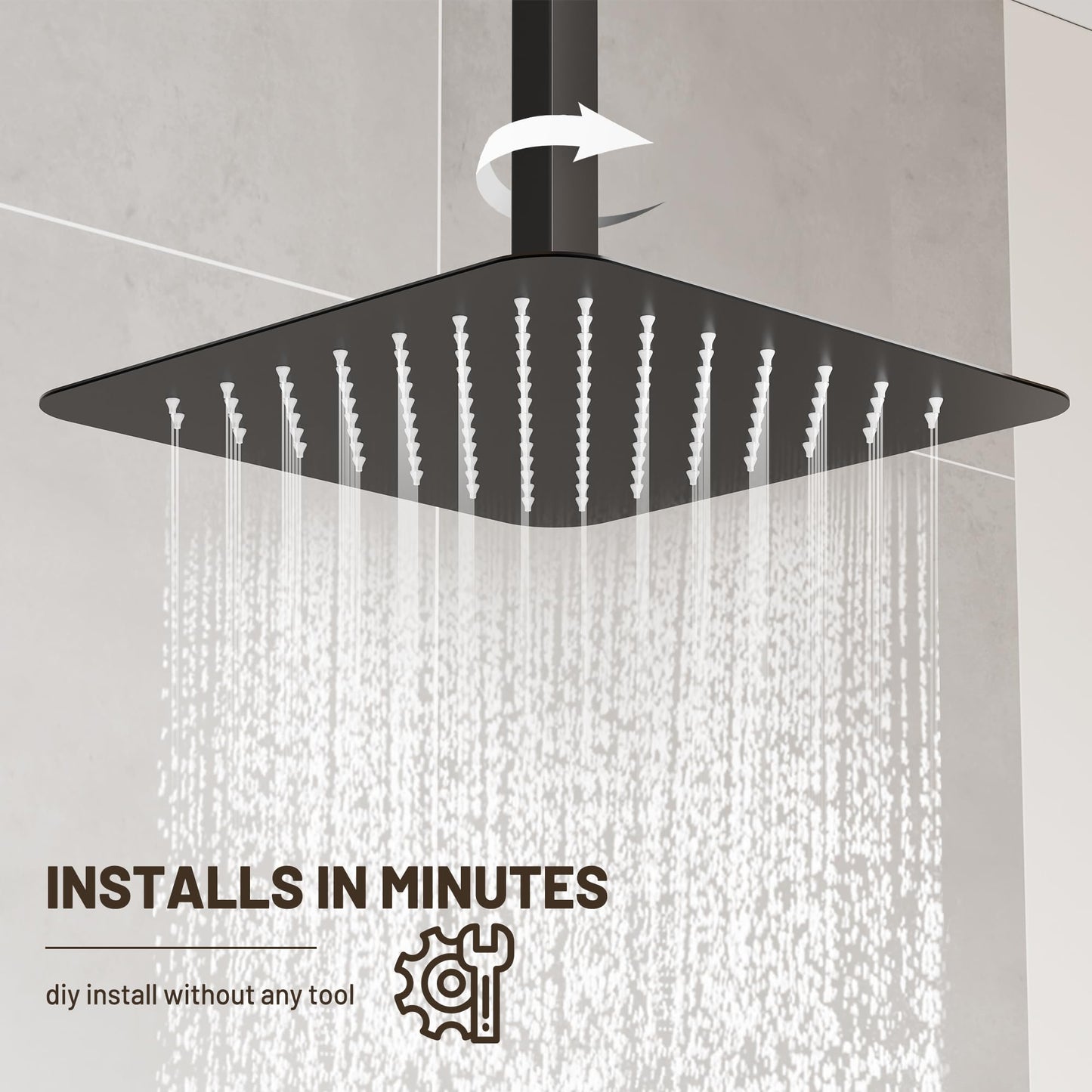 12" Matte Black Rain Shower Head