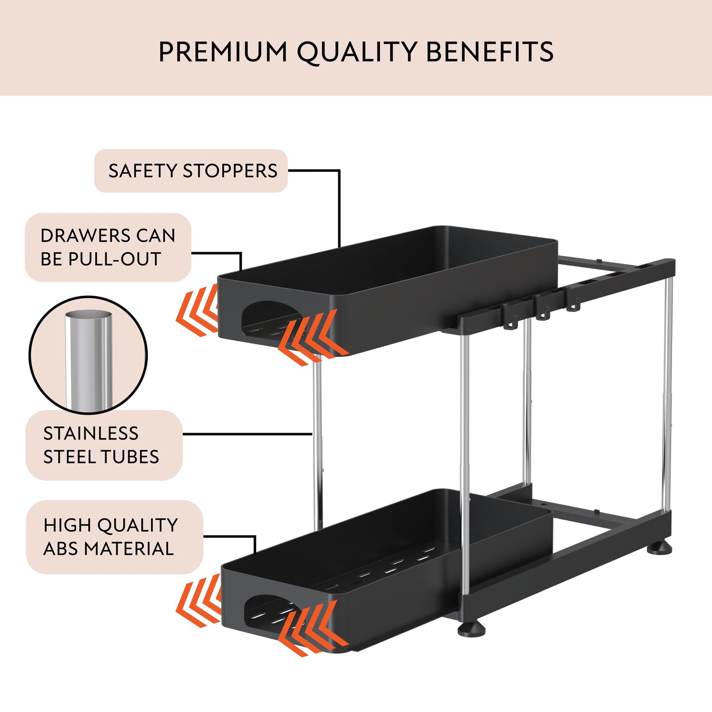 FISTUKIT Under Sink Organizer with Under Sink Mat