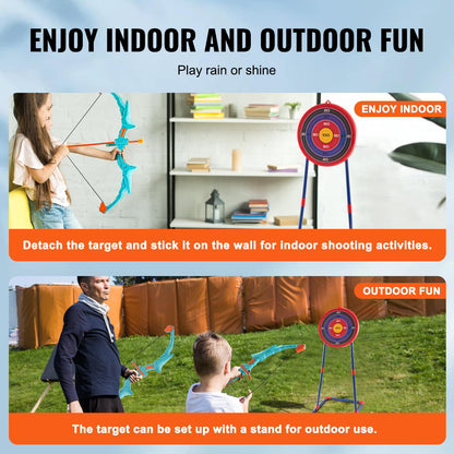 VEVOR Bow and Arrow Set for Kids, LED Light Up Archery Set with 10 Suction Cup Arrows, Indoor Outdoor Toy for Boys Girls Age 4-8 8-12 with Standing Target & Quivers, Ideal Gift for Kids 6 7 8 9 10+