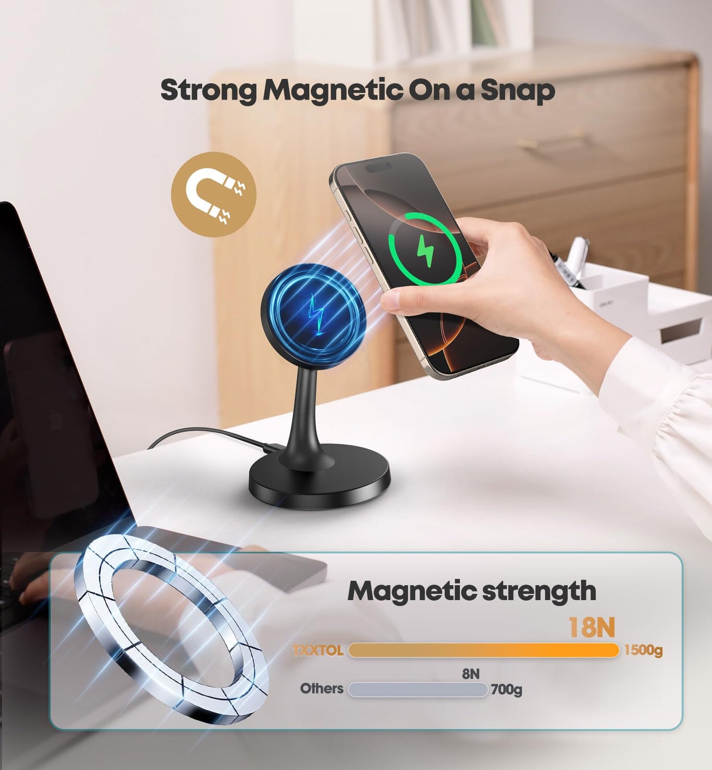 Magnetic 15W Wireless Charger for iPhone and AirPods