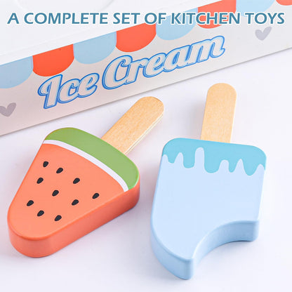 Wooden Ice Cream Counter Play Set for Kids