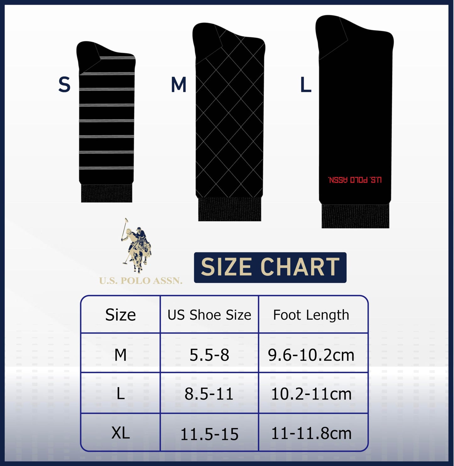 U.S. Polo Assn. 6 Pair Men's Crew Length Soft Dress Socks - Breathable & Moisture Control Socks for Indoor or Outdoor Wear, BLK 7509 (Shoe Size 6-12)