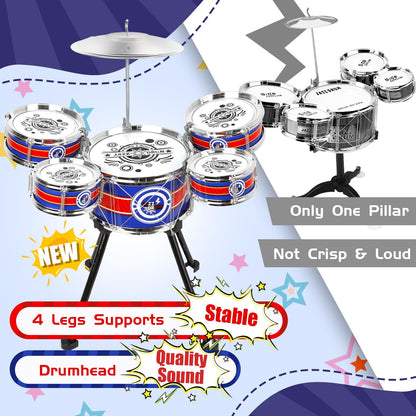 Toy Drum Set for Toddlers with Stool
