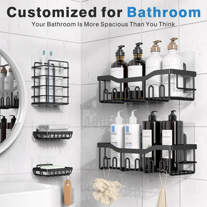 5 Pack Adhesive Shower Caddy for Bathroom Storage