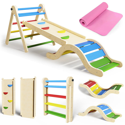 Pikler Triangle 7-in-1 Montessori Climbing Set