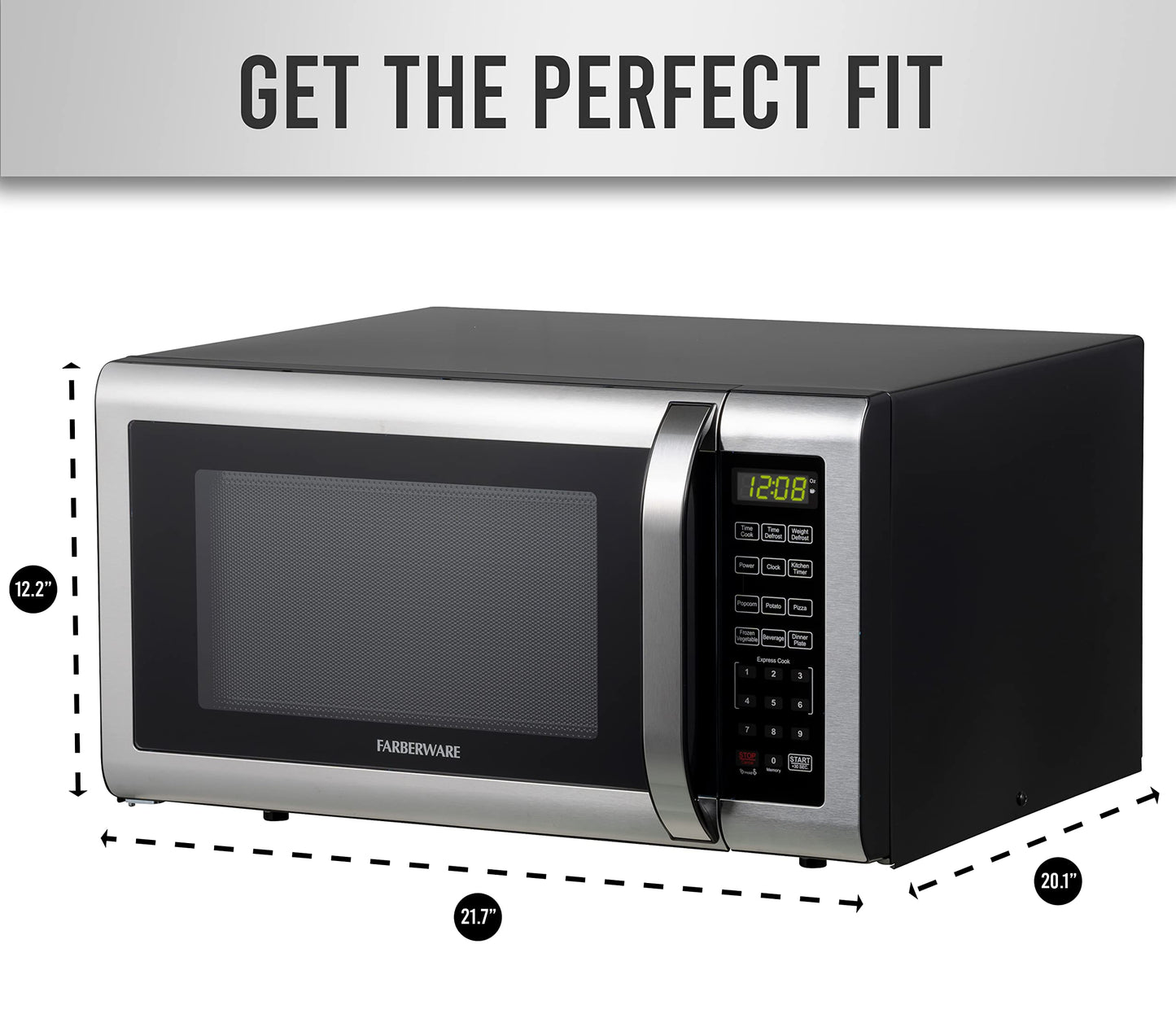 Farberware Countertop Microwave 1100 Watts, 1.6 Cu. Ft. - Microwave Oven With LED Lighting and Child Lock - Perfect for Apartments and Dorms - Easy Clean Stainless Steel