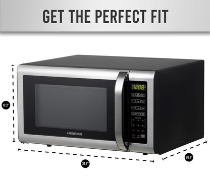 Farberware Countertop Microwave 1100 Watts, 1.6 Cu. Ft. - Microwave Oven With LED Lighting and Child Lock - Perfect for Apartments and Dorms - Easy Clean Stainless Steel