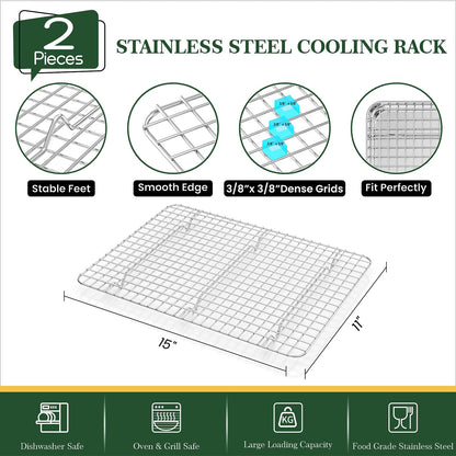 2-Pack Stainless Steel Baking Sheet Set