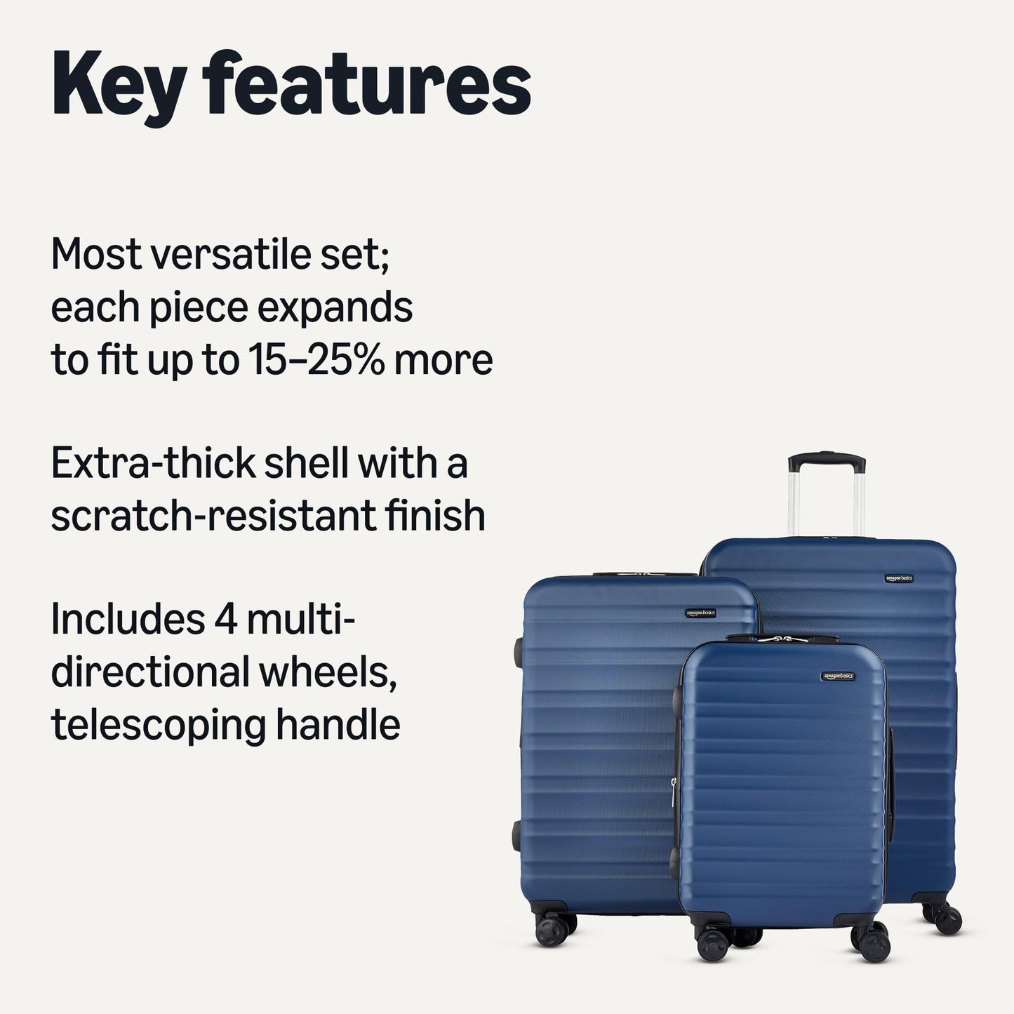 3-Piece Hardshell Suitcase Set with Wheels