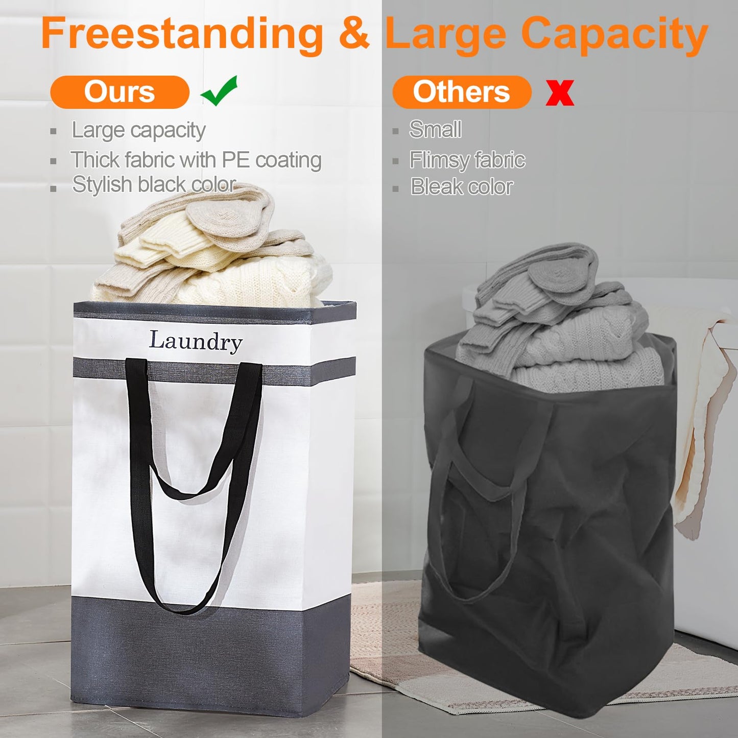 2 Pack Laundry Baskets with Carry Handles