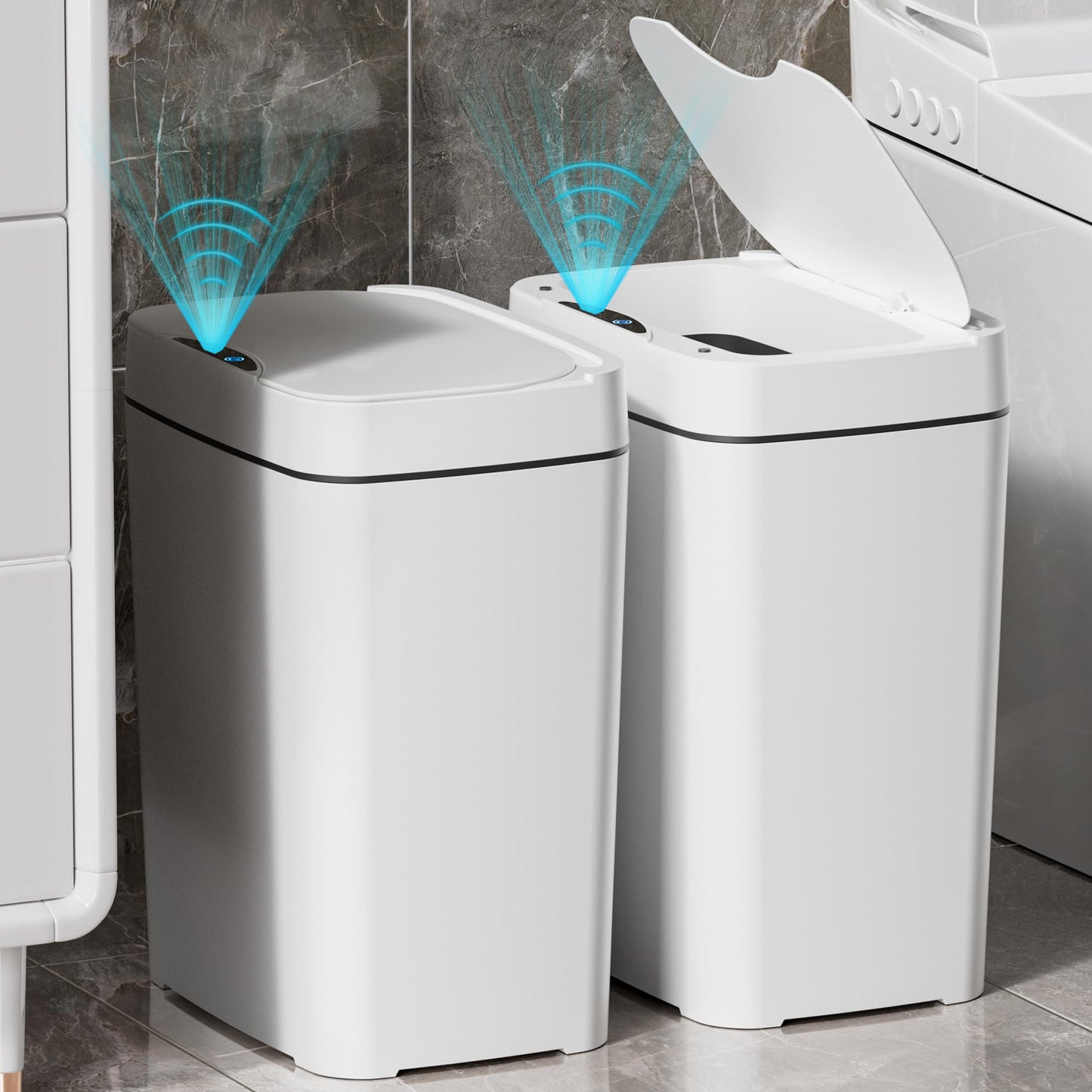 2 Pack Touchless Bathroom Trash Cans