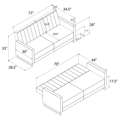 Novogratz Velvet Futon Sofa Bed with Metal Legs